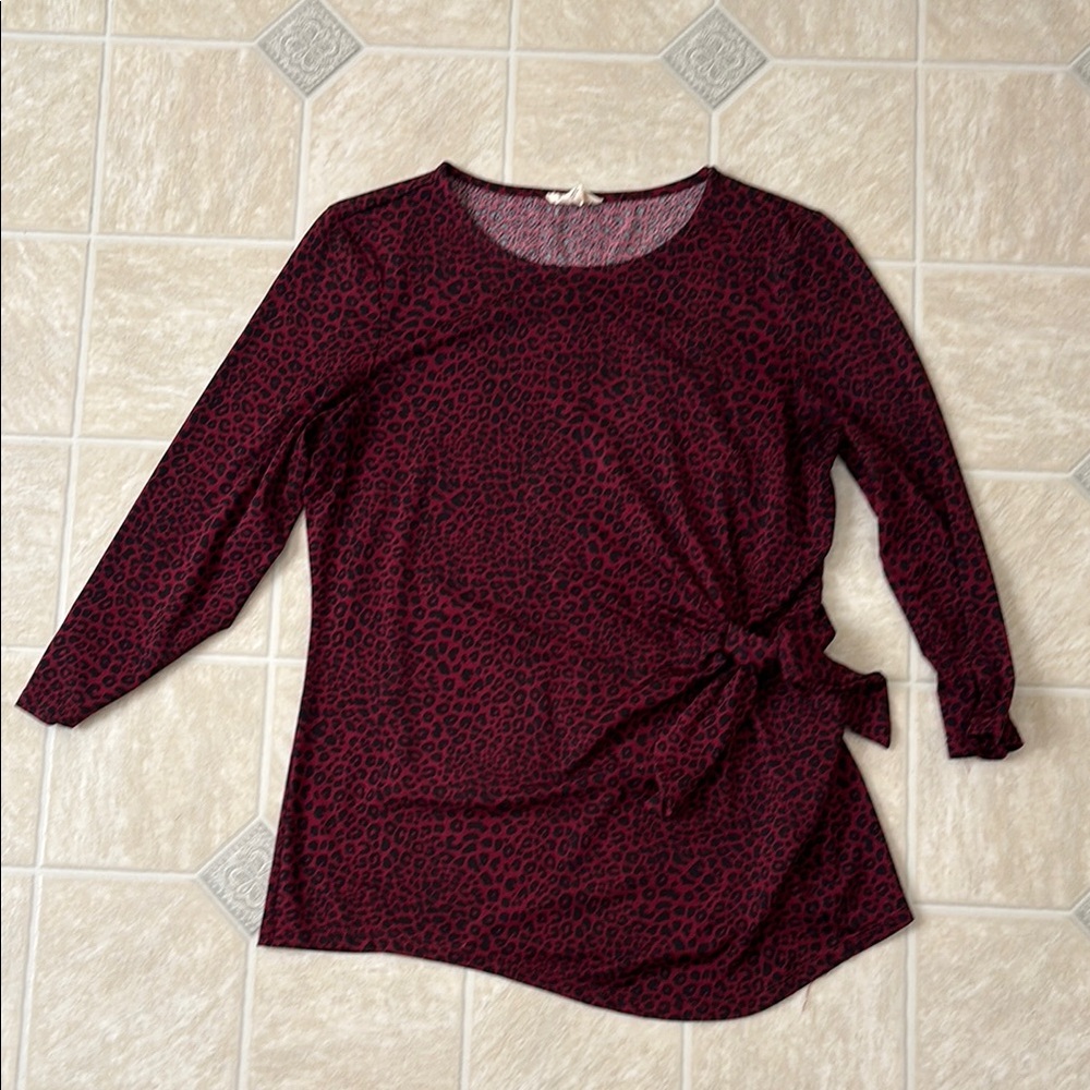Women's Burgundy Leopard Print Top